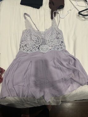 Lilac Lace Babydoll Slip Romper